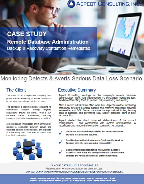 Case Study DB Data Loss Averted Case Study DB Data Loss Averted